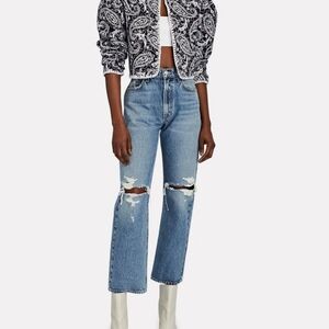 NWT Agolde Mia Jean Mid Rise Straight Distressed Jeans in Rule Size 30